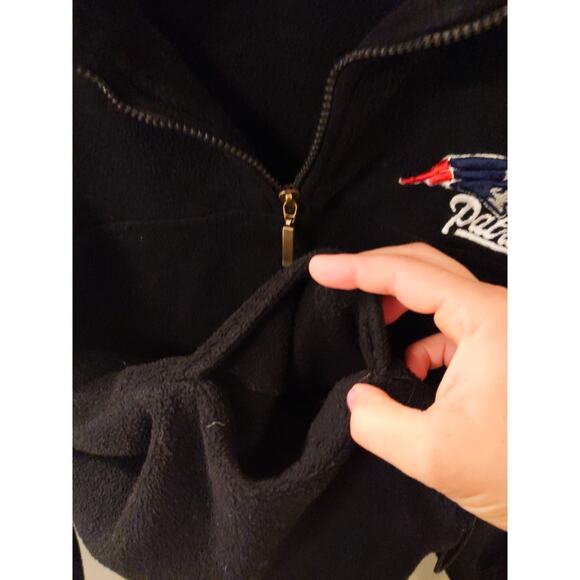 Vintage NEW ENGLAND PATRIOTS Black Fleece Pullover XL 1/4 Zip 90s NFL Retro - Picture 8 of 11